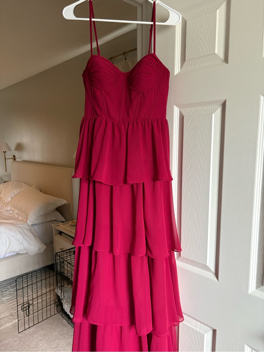 Azazie Strapless Tiered Maxi Dress Chiffon Burgundy